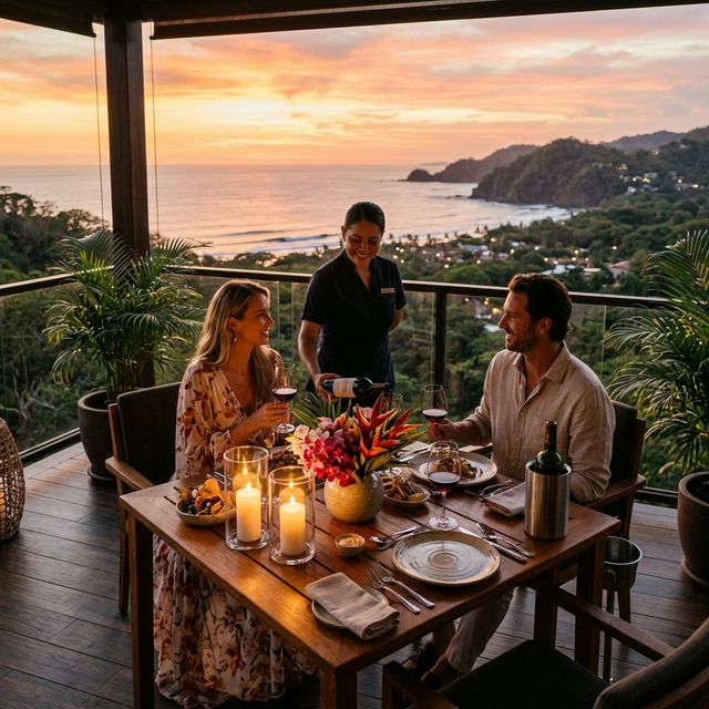 Luxury private dinner overlooking the ocean in Costa Rica