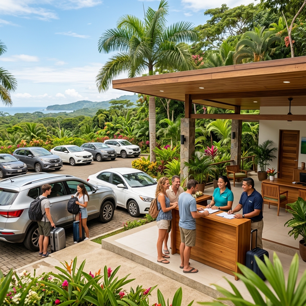 Bright car rental pickup point in Costa Rica